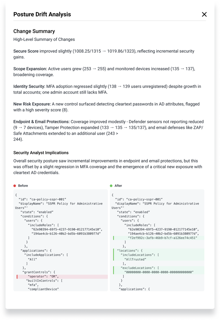 GenAI Posture Drift Explanations