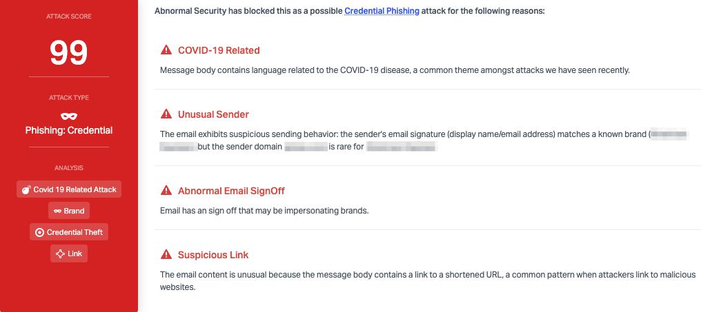 Abnormal Security detecting phishing email