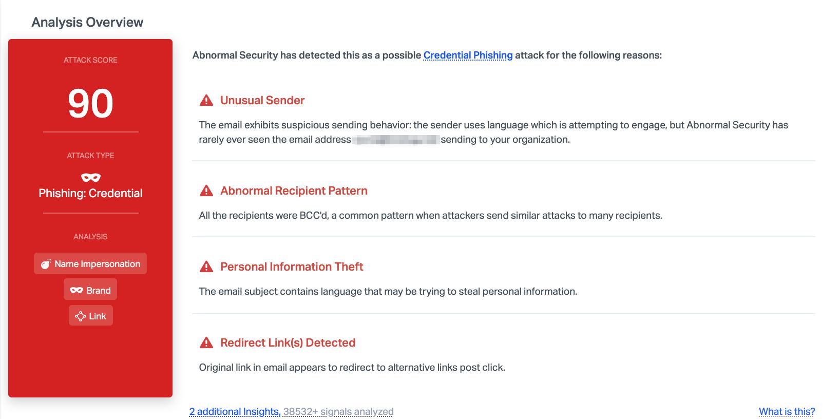 Abnormal Security detecting the BB&T phishing attempt
